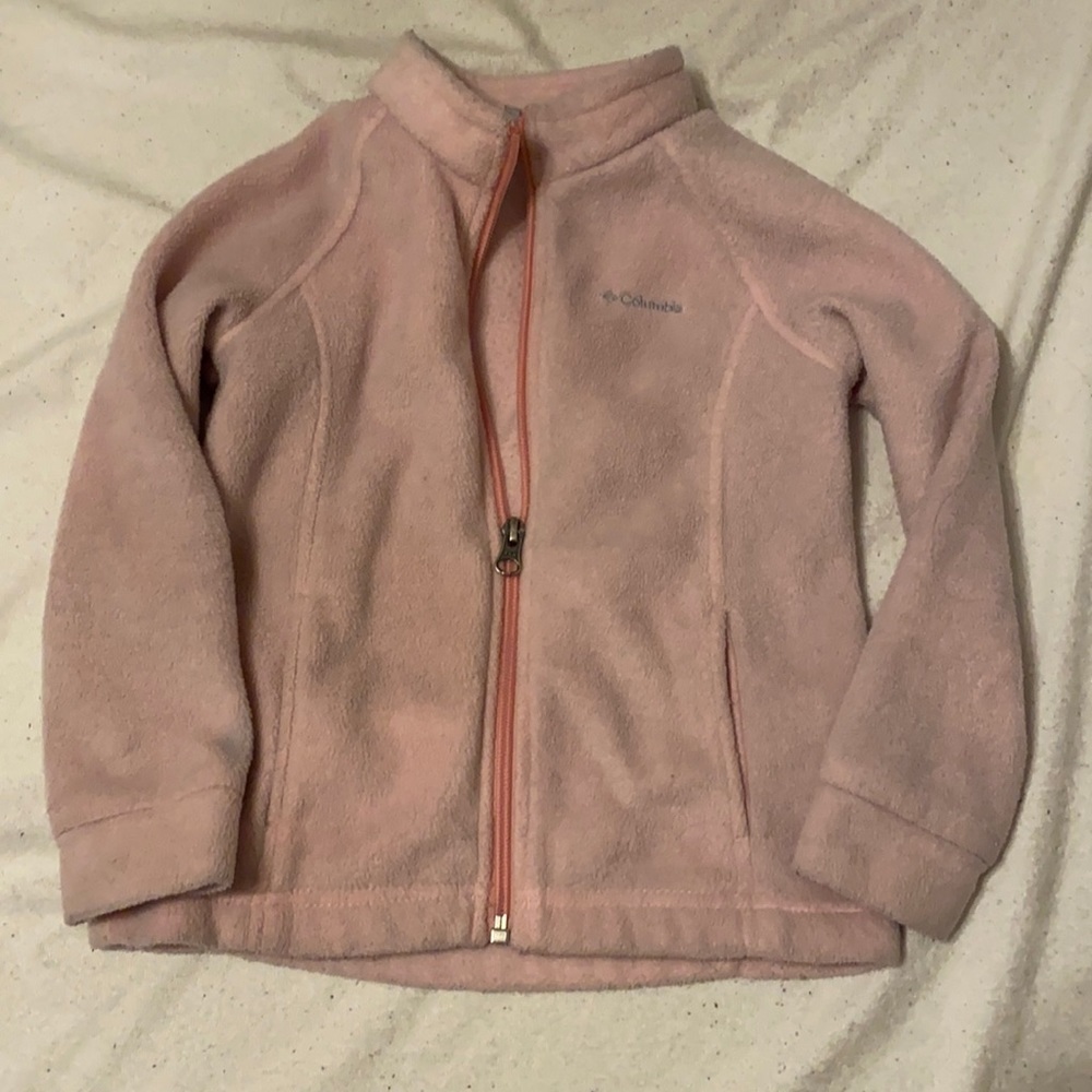 Columbia 4T girls jacket great for daycare zip up fleece little girls light pink